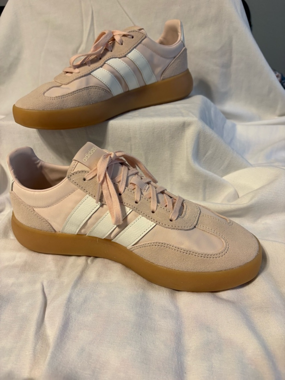 adidas Women's Blush Pink Suede & Leather Sneakers with Gum Sole - Picture 2 of 2